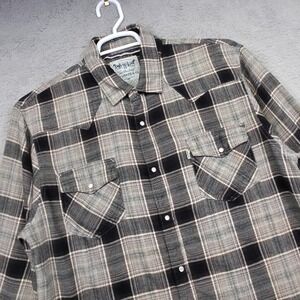 Vintage Levis Western Shirt Mens XL‎ Black Brown Pearl Snap Flannel Plaid Cowboy
